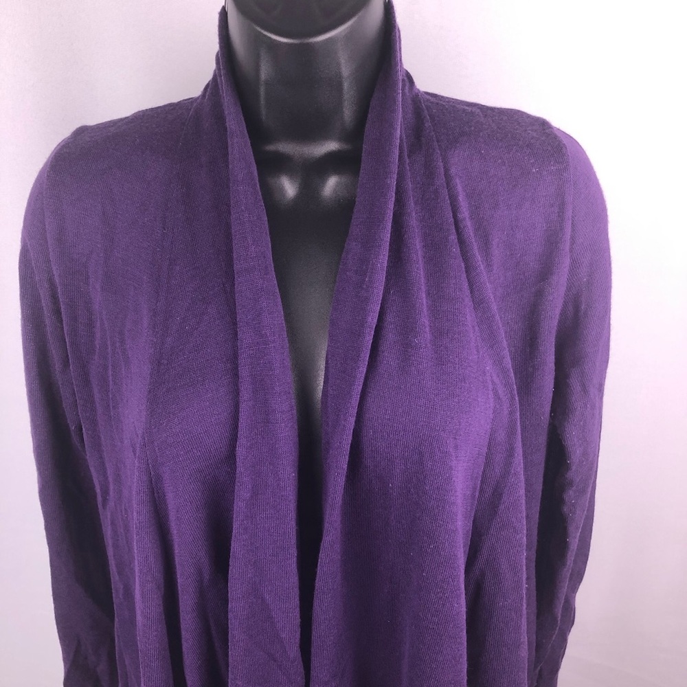 Knitted purple waterfall front jacket